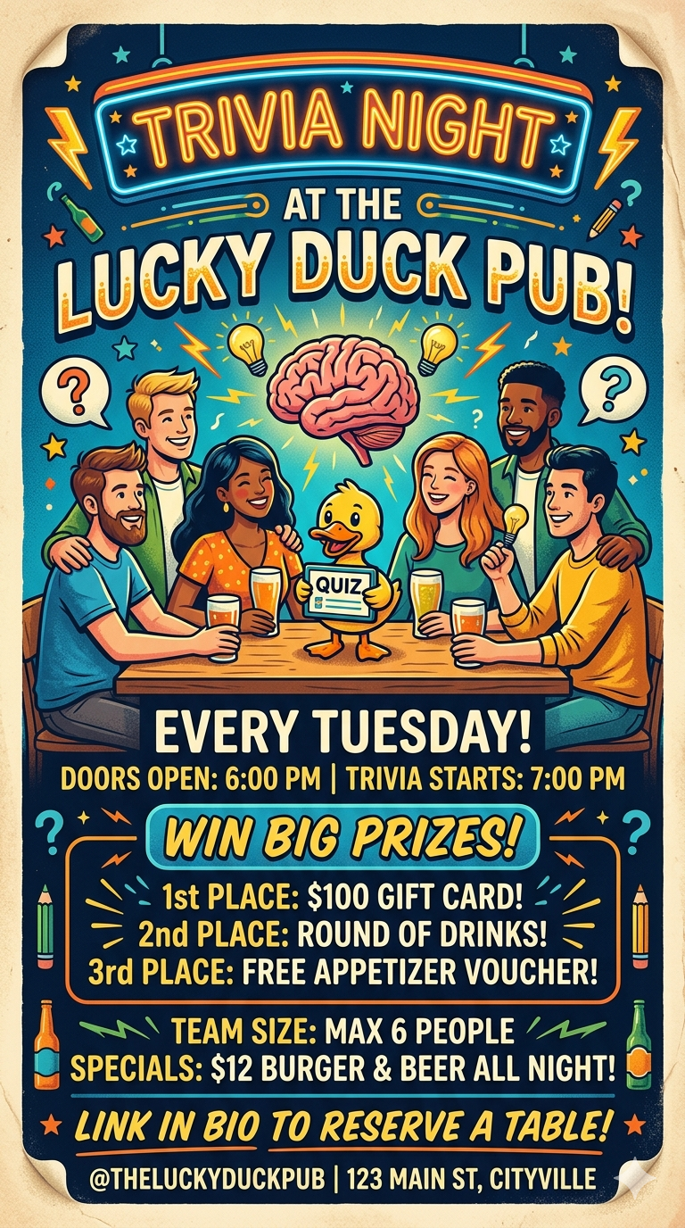 Lucky Duck Trivia Night poster